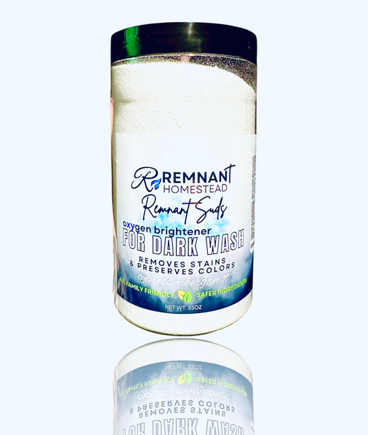 Dark Wash Oxygen Brightener (Remnant Laundry Suds), Bergamot Cypress, Add for Maximum Color Life