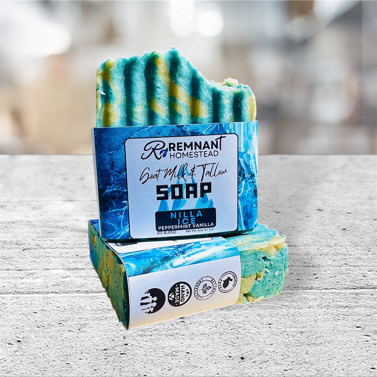 Peppermint Swirls Tallow & Goat Milk Soap Bar (EO)