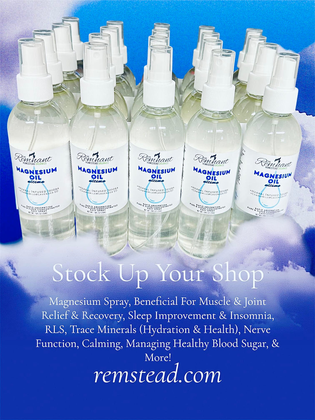 Re-Stock Supply of Magnesium Oils to Freedom Family Health Care