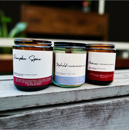 Full Size Beeswax & Coconut Wood Wick Organic Candles -ALL SCENTS- Cherry Wood Wick (EO Blends & Archetype)