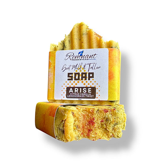 ARISE [Citrus Vanilla Lemongrass] Tallow & Goat Milk Soap Bars (EO) | Botanical Infused