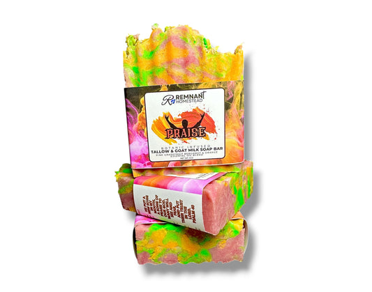 “Praise” Tallow & Goat Milk Soap Bar [Bergamot Grapefruit Orange EO] In Honor of Pain & Loss