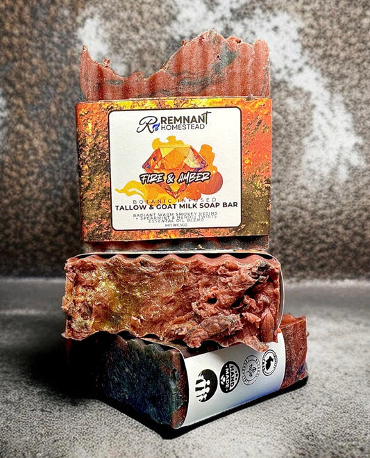 Fire&Amber Tallow GoatSoap [Unisex] Neroli Spearmint Smokey Resin Woods