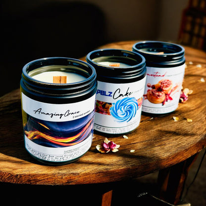 Full Size Beeswax & Coconut Wood Wick Organic Candles -ALL SCENTS- Cherry Wood Wick (EO Blends & Archetype)