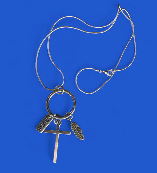 Circle Cross Necklace 24” | Your Choice of Word