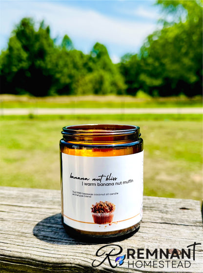 Full Size Beeswax & Coconut Wood Wick Organic Candles -ALL SCENTS- Cherry Wood Wick (EO Blends & Archetype)