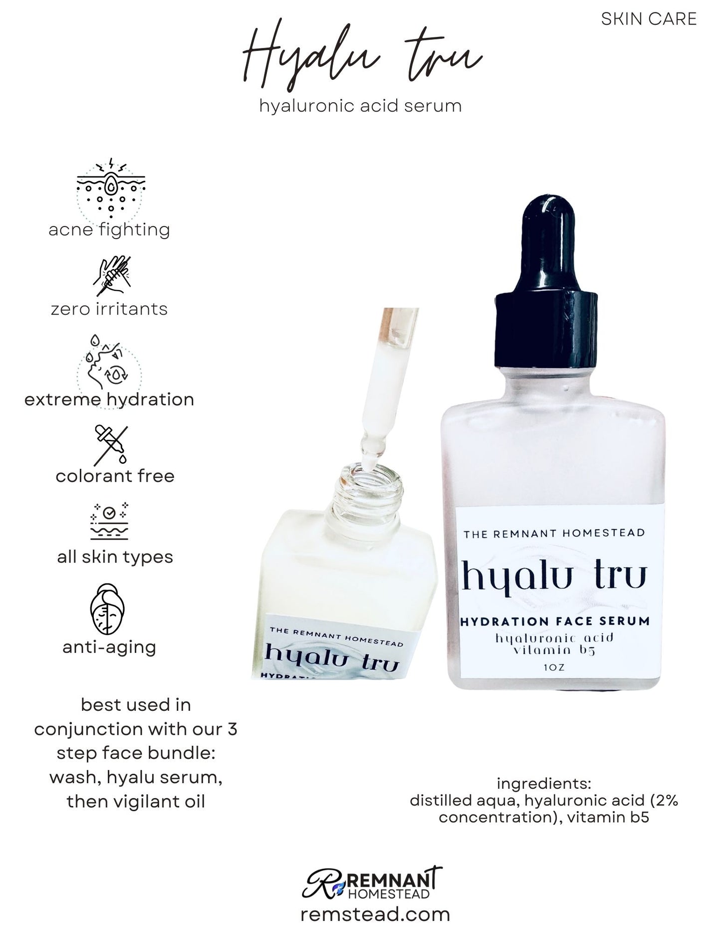 Face Care Bundle 3 Step | Hyalu Serum, Face Foam, Face Oil or Tallow Butter