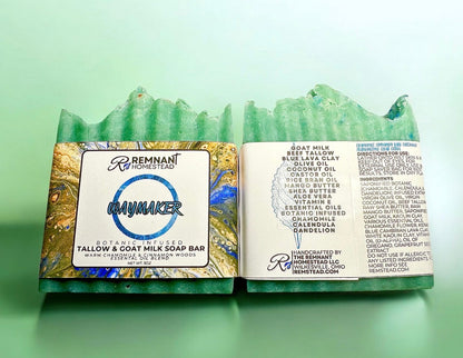 Waymaker Tallow & Goat Milk Soap Bar [Woodsy Chamomile Cinnamon Citrus Blend] | Botanical Infused