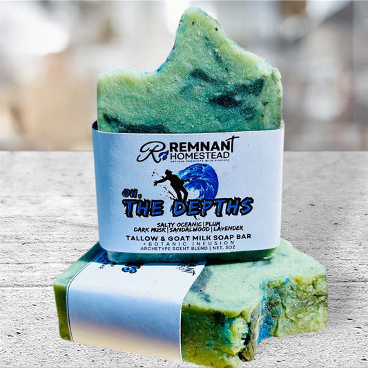 The Depths | Tallow & Goat Milk Soap Bar | [Archetype Blend] Salty Oceanic Plum Dark Musk