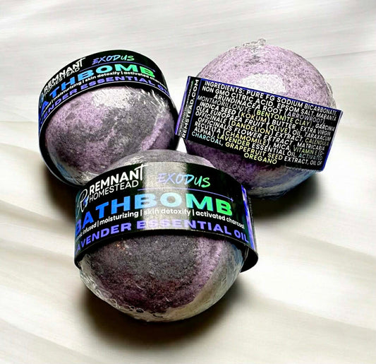 Lavender Detox Botanical Bathbomb (EXODUS Type) with Activated Charcoal | Clays | Lavender Essential Oil | Bath Soak | Detox & Calm