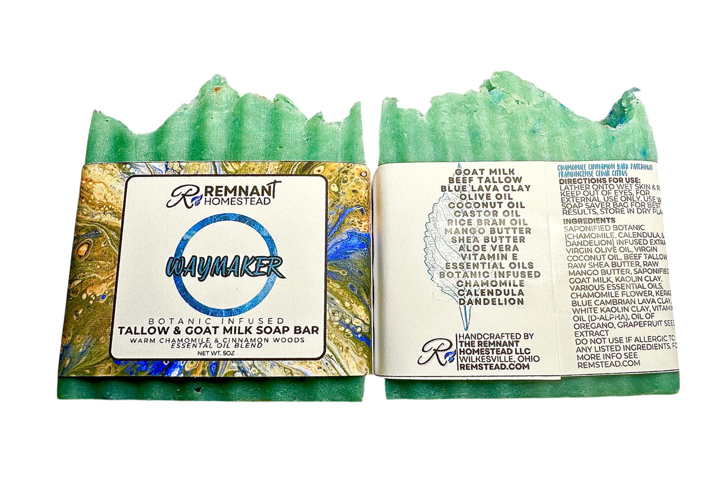 Waymaker Tallow & Goat Milk Soap Bar [Woodsy Chamomile Cinnamon Citrus Blend] | Botanical Infused