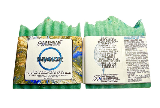 Waymaker Tallow & Goat Milk Soap Bar [Woodsy Chamomile Cinnamon Citrus Blend] | Botanical Infused