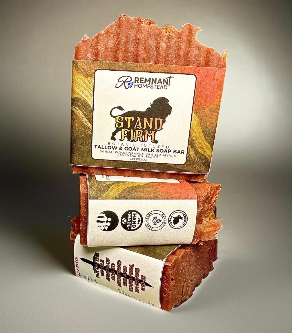 “Stand Firm” Tallow & Goat Milk Soap [Sandalwood, Orange, Myrrh, Vanilla] EO Only