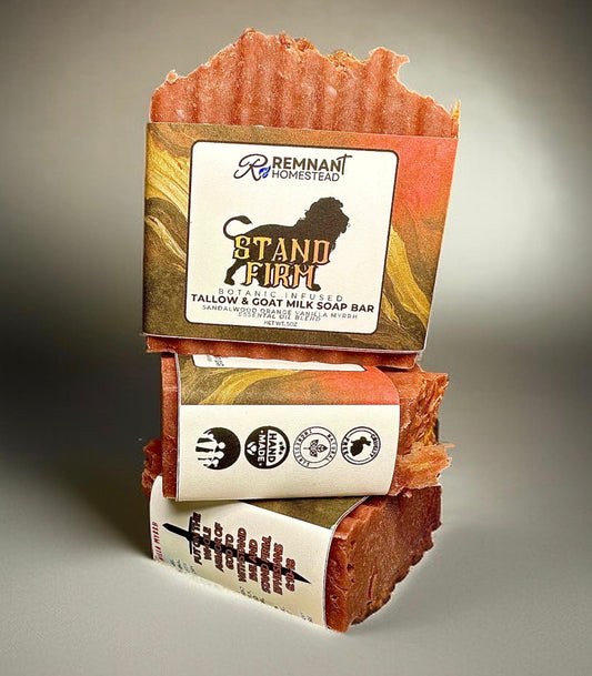 “Stand Firm” Tallow & Goat Milk Soap [Sandalwood, Orange, Myrrh, Vanilla] EO Only