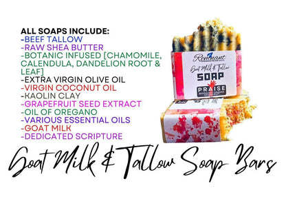 Goat Milk & Tallow Soap Bars [ALL *ESSENTIAL OIL*ONLY SCENTS] | Botanical Infused | Rich Moisture