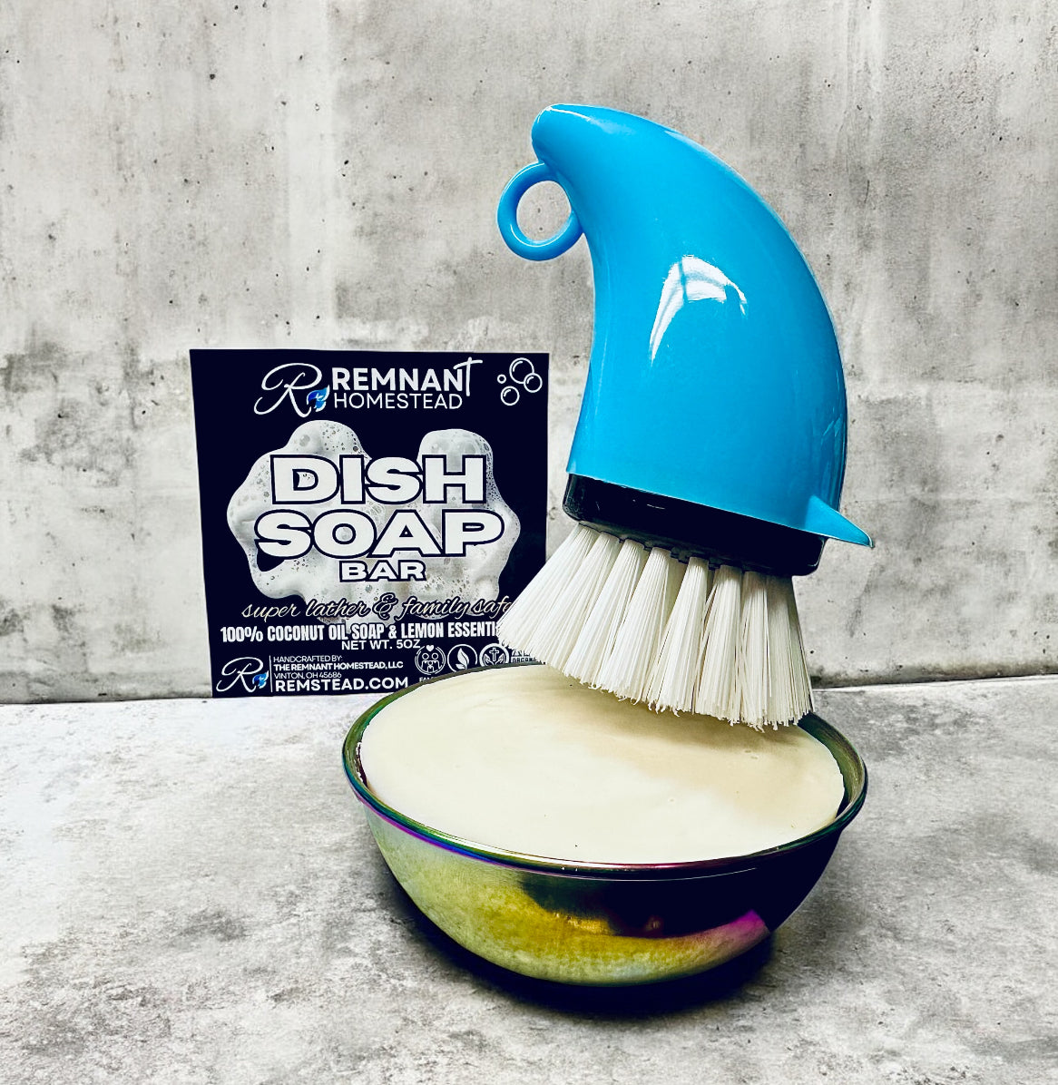 Solid Dish Soap Bar (& Hands) 100% Coconut Oil Soap Highly Cleansing Family Safe