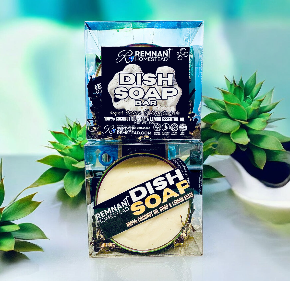 Solid Dish Soap Bar (& Hands) 100% Coconut Oil Soap Highly Cleansing Family Safe