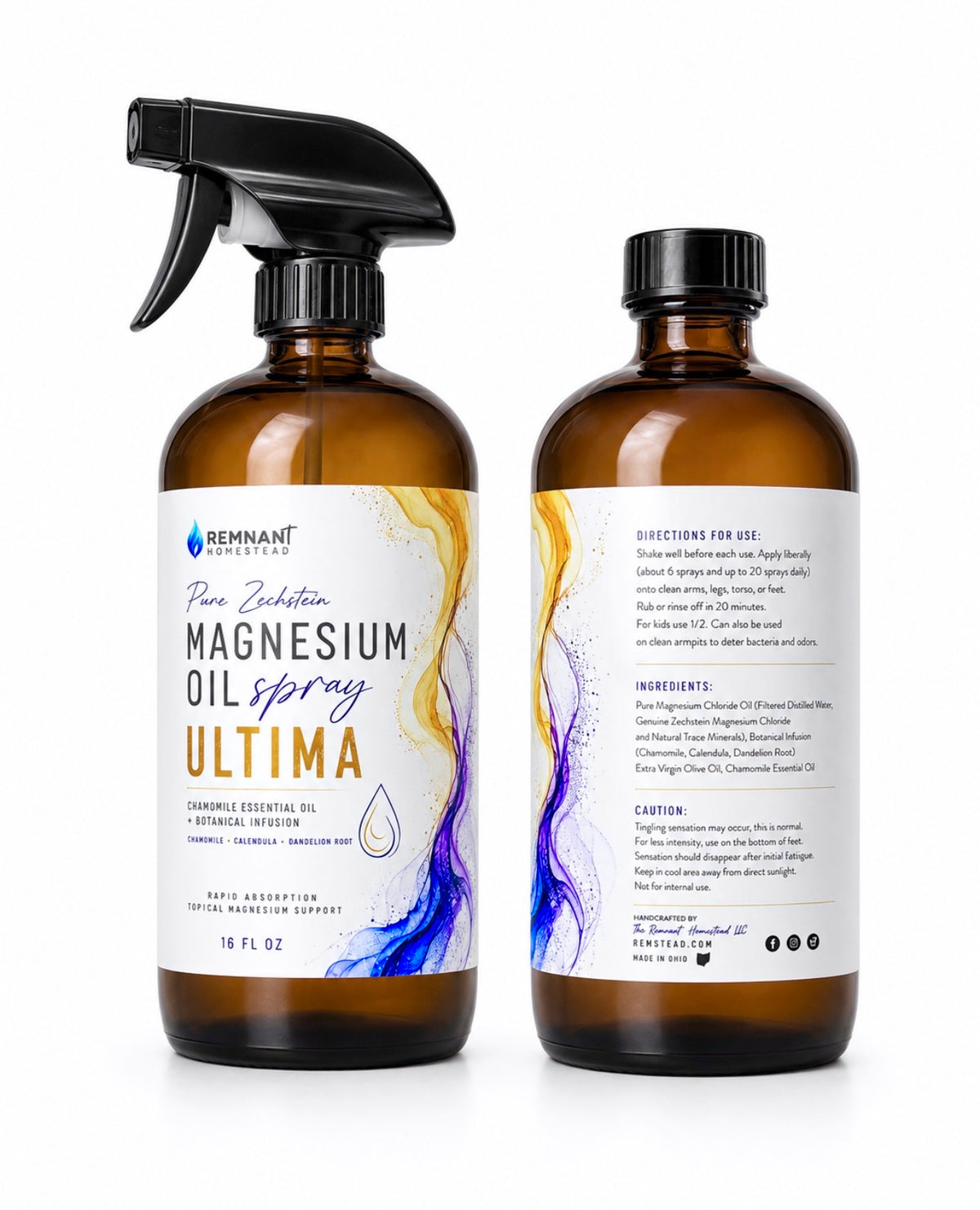 Magnesium Oil Spray [For Stress, Calm, Sleep, +] Pure Zechstein Magnesium & Botanical Infused