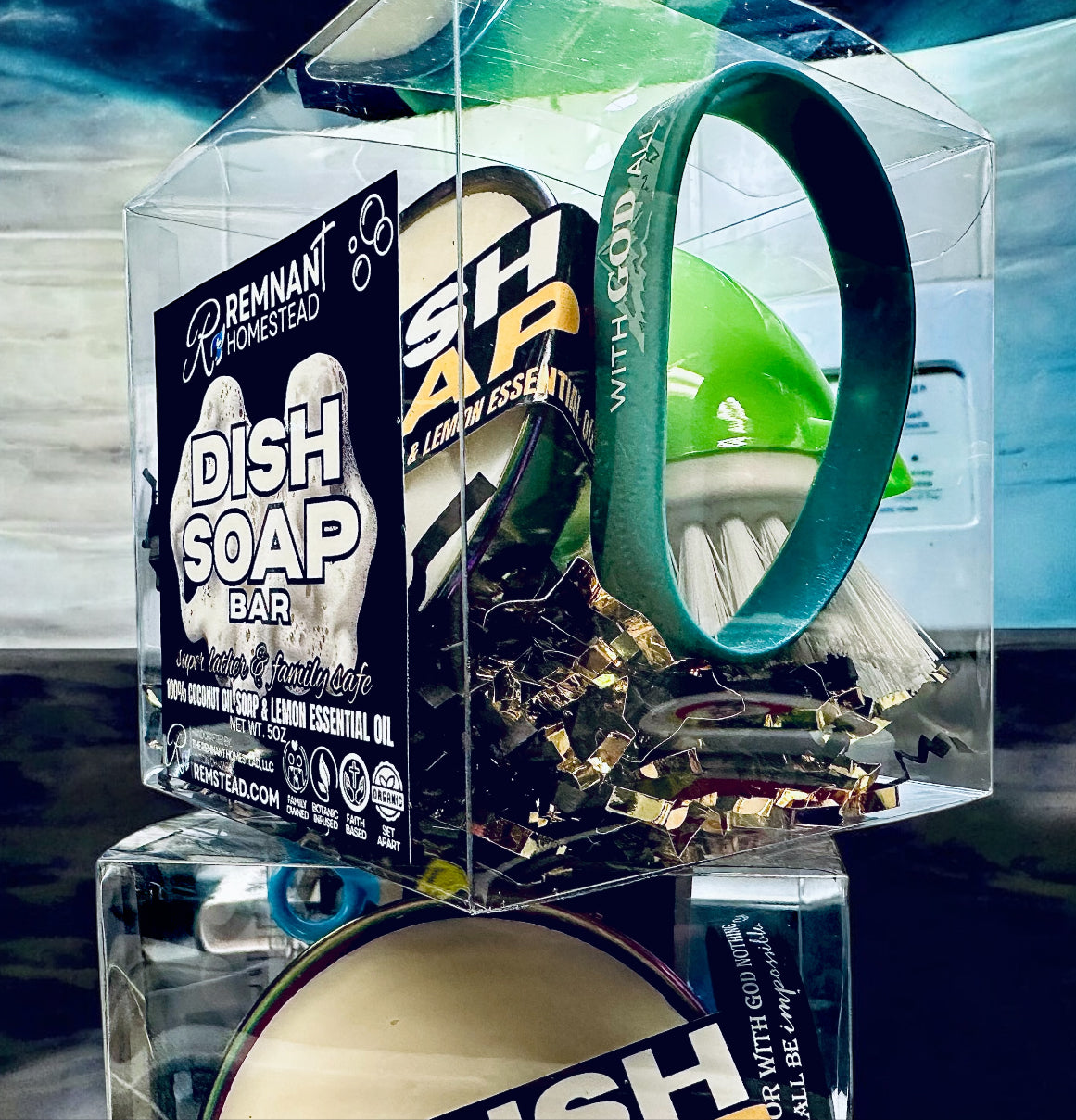 Solid Dish Soap Bar (& Hands) 100% Coconut Oil Soap Highly Cleansing Family Safe