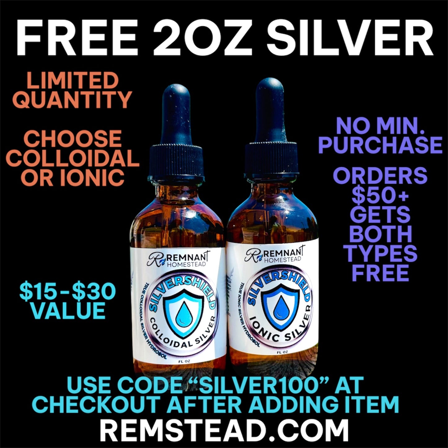 SilverShield TRUE Colloidal Silver & 10PPM Ionic Silver [All Sizes & Types]