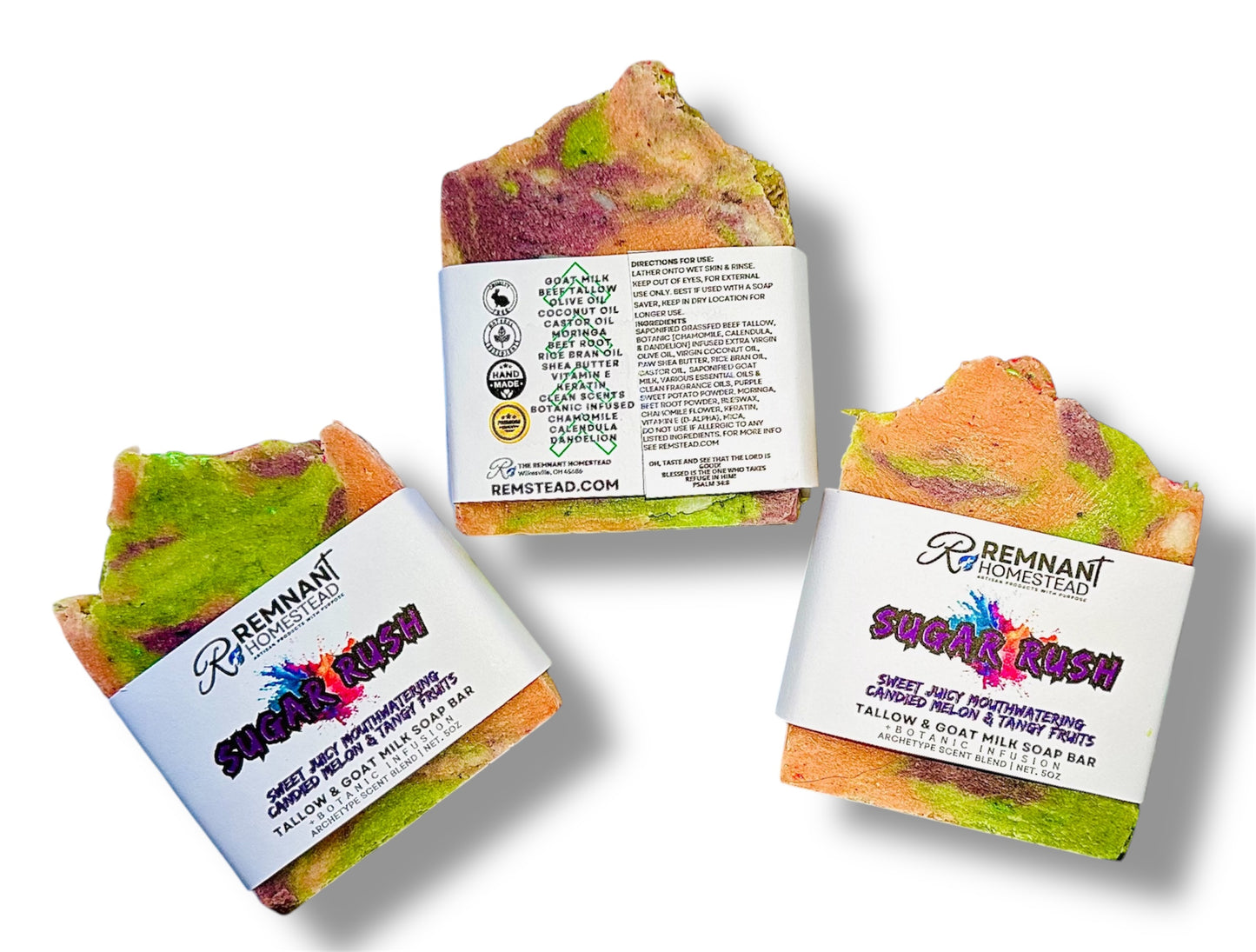 Sugar Rush | Tallow & Goat Milk Soap Bar [Archetype Blend] | Watermelon Candy Tangy Fruit