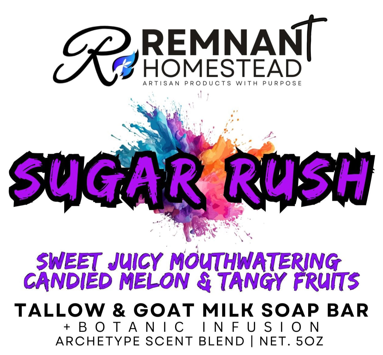 Sugar Rush | Tallow & Goat Milk Soap Bar [Archetype Blend] | Watermelon Candy Tangy Fruit
