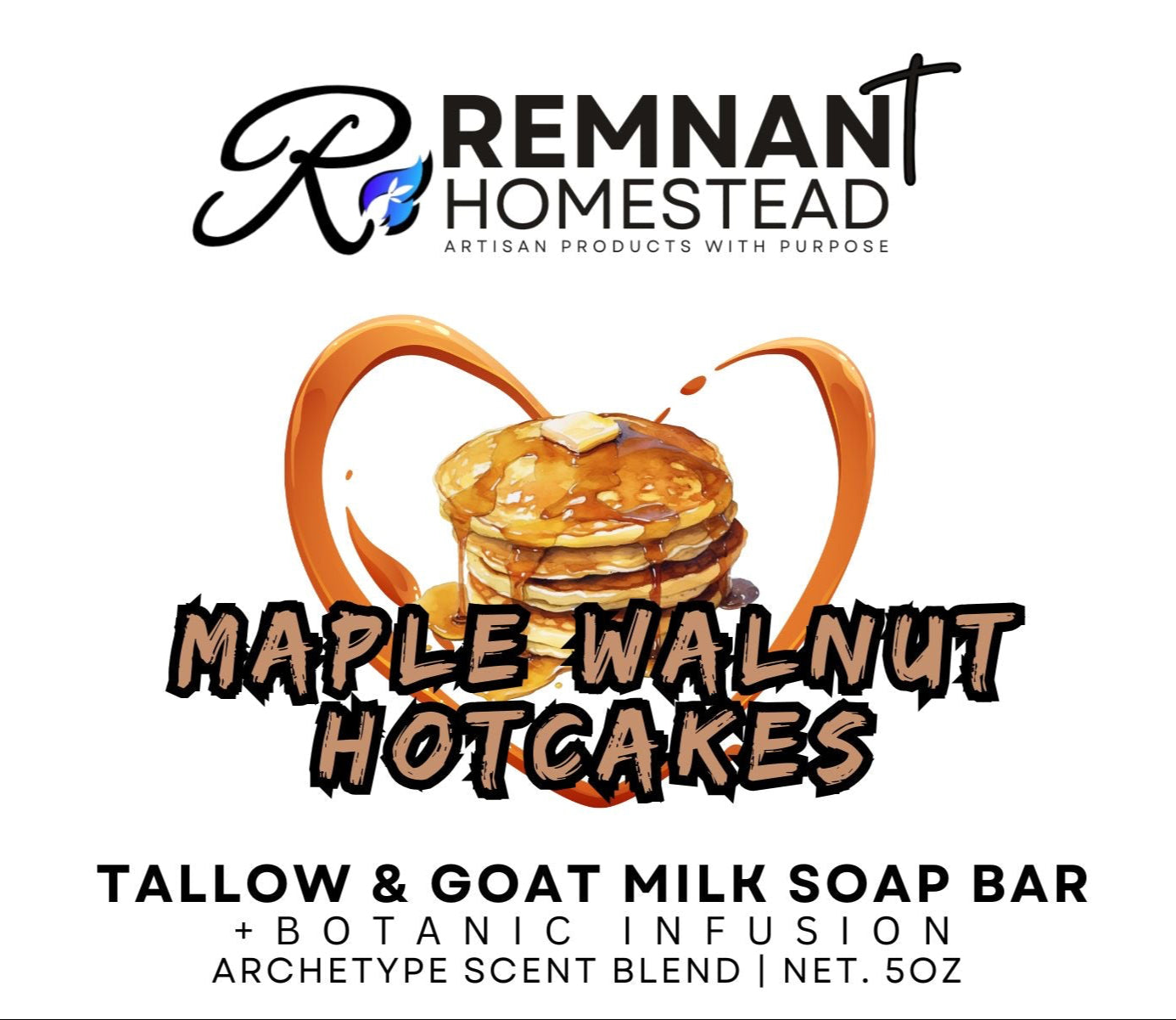 Maple Walnut Hotcakes Tallow & Goat Milk Soap Bar [Archetype Blend] | Botanical Infused