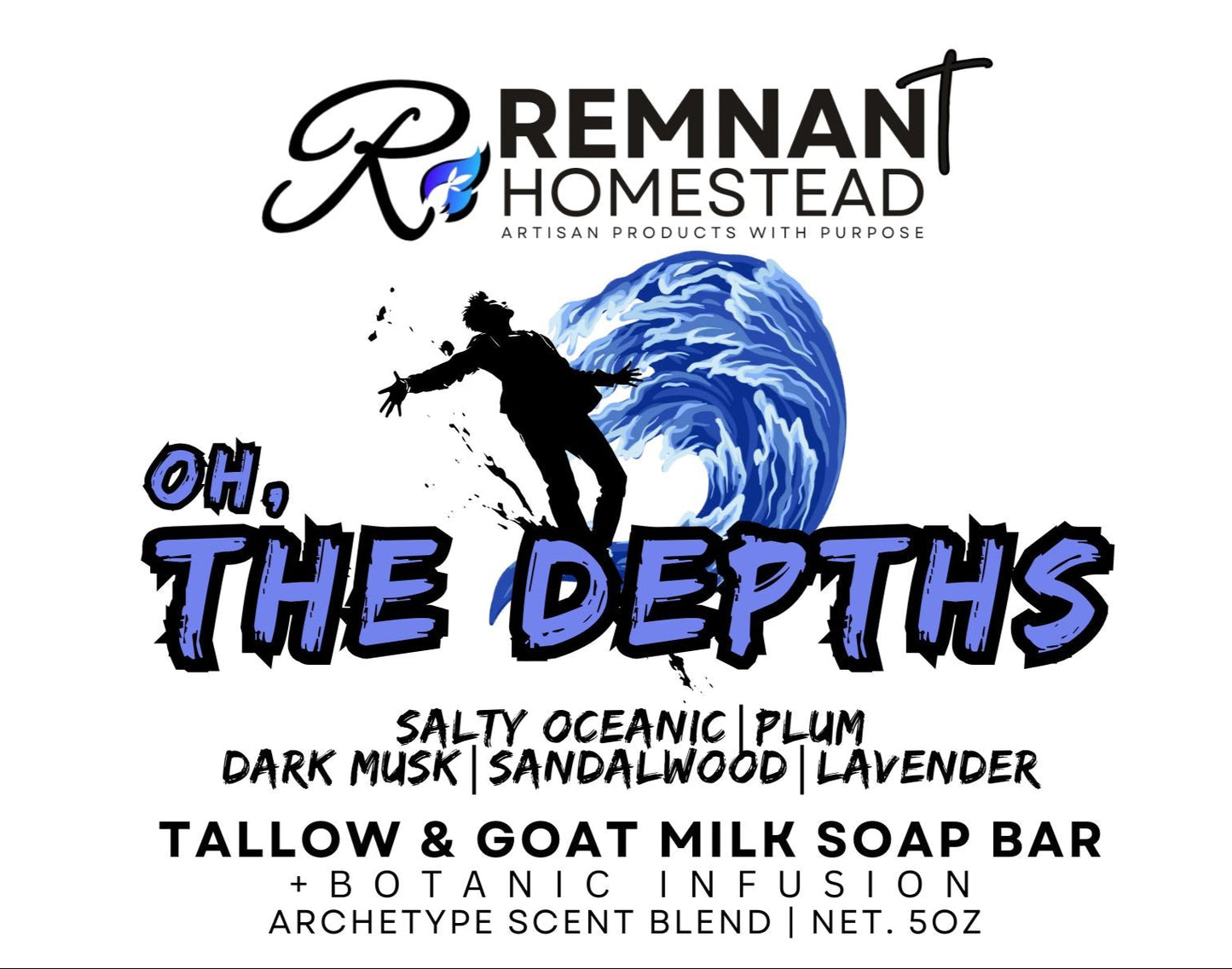 The Depths | Tallow & Goat Milk Soap Bar | [Archetype Blend] Salty Oceanic Plum Dark Musk